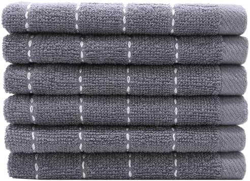 Terry Dish Rags Cloths, Grey Kitchen Dish Towels,12”x 12”,6 Pack