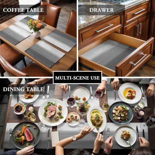Cotton Linen Placemats for Dining Table Set of 8 Abstract Gray