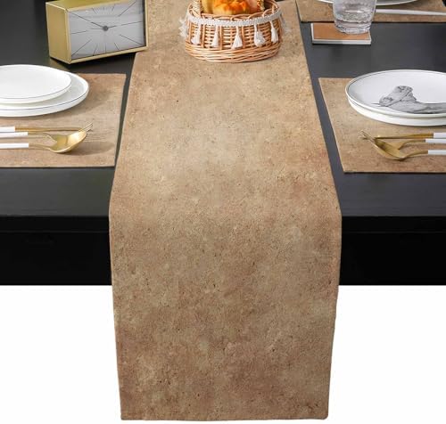 Brown Beige Vintage Table Runner and Placemats for Dining Table