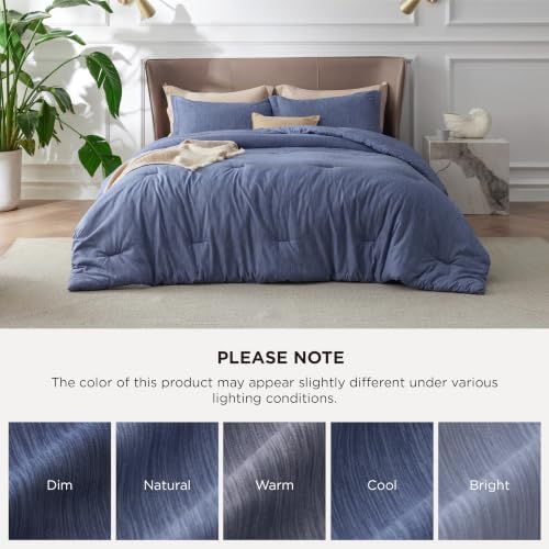 Bedsure Infinity Blue Cal King Comforter Set, Cationic Dyed Bed Set