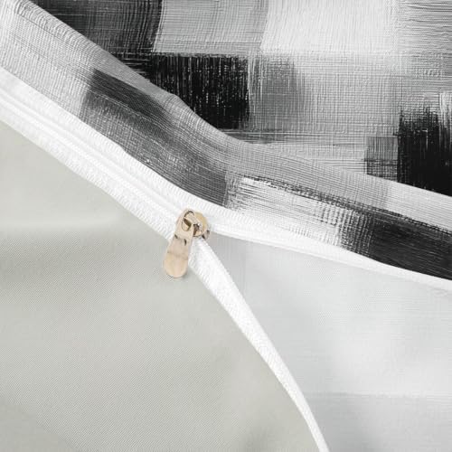 Feelyou Geometric Duvet Cover Queen Size Abstract Gray Plaid Comforter