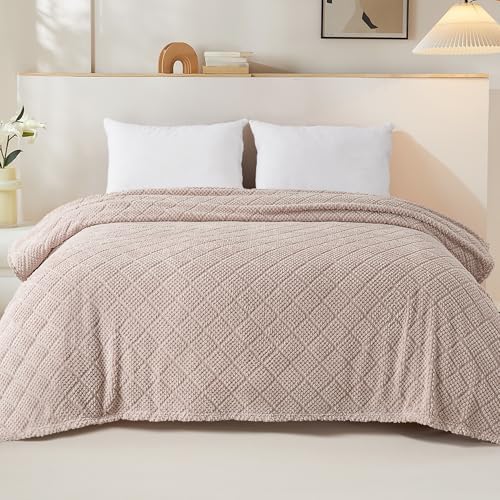Whale Flotilla Soft Fleece King Size Blanket for Bed, Camel