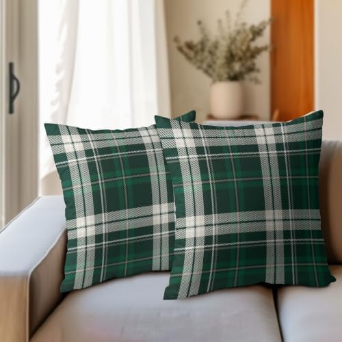 Christmas Throw Pillow Covers 22x22 Set of 2 Winter Green Buffalo
