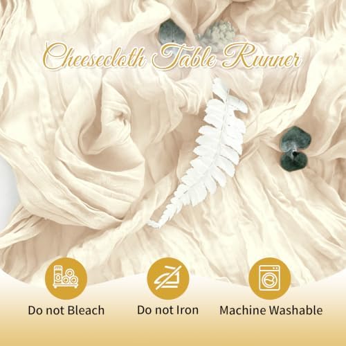 Ivory Boho Cheesecloth Table Runner 12 Pack 17x108 Inch Sheer Gauze
