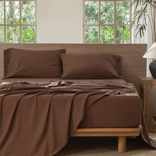 MooMee Sheet Set 100% Washed Cotton Linen-Like Extra Deep Pocket Full