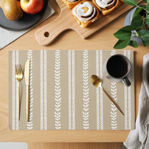 Round Placemats Set of 8 Neutral Sandy Place Mats Minimalist White