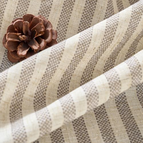Vangao Linen Curtains for Living Room, Taupe Grey Curtains 96L, 2