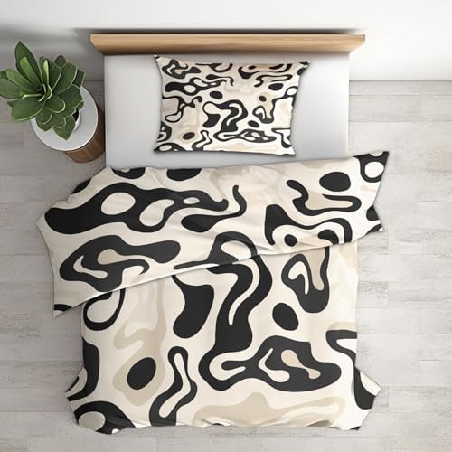 Abstract Duvet Cover Queen Size, Geometric Modern Reversible Design
