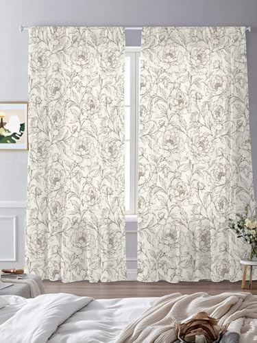 Minimalist Ivory Sheer Curtains 52" W x 108" L (Pack of 2) Light