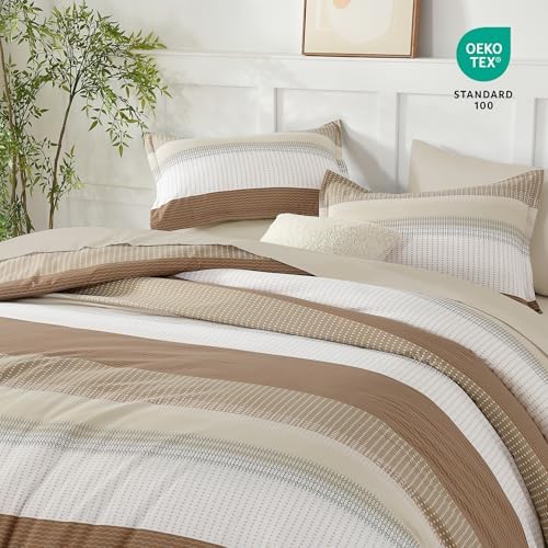 Andency Queen Comforter Set, Taupe, 7 Pieces