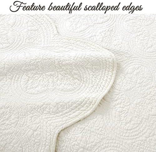 Cozy Line Home Fashions 100% Cotton Medallion Off White Matelasse
