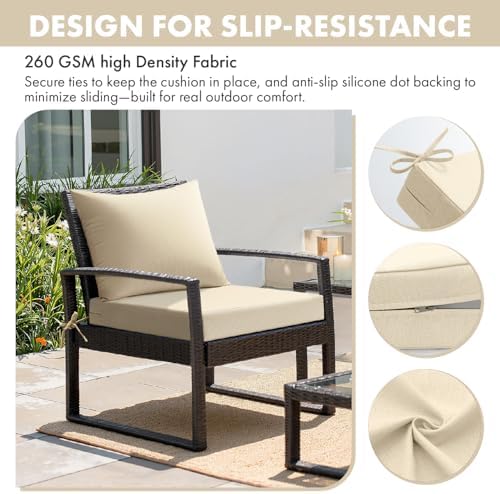 MIULEE Beige Outdoor Chair Cushion 24x24 Inch for Patio Furniture