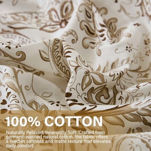 100% Cotton Duvet Cover Queen Size- 3 Pcs Grey Paisley Comforter