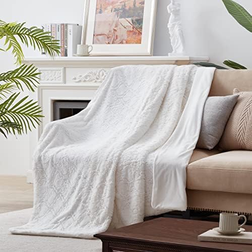 KAWAHOME Faux Fur King Size Blanket for Bed Warm Luxury Ultra Soft