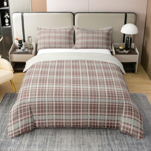 Homewish Buffalo Plaid Girls Bedding Set Twin Size 100% Cotton