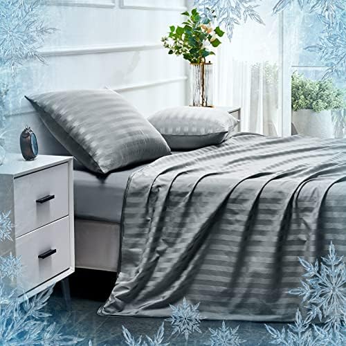Elegear Cooling Blanket Stripe Gray 90" x 108" + Cooling Pillow Cases