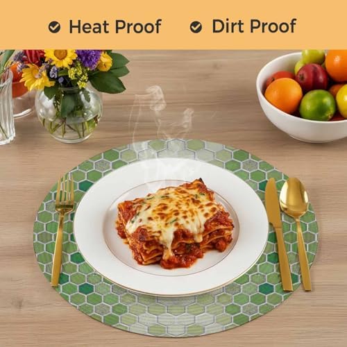 Neutral Honeycomb Round Braided Placemats Set of Set of 8 Heat