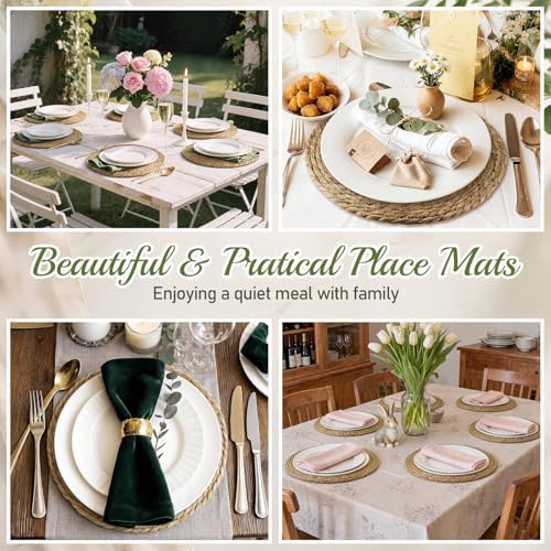 Colingmill 20 Sets 13 Inch Round Woven Placemats Bulk Farmhouse Boho