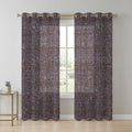 Vintage Sepia Sheer Curtains for Living Room 96 inch Length 2 Panels