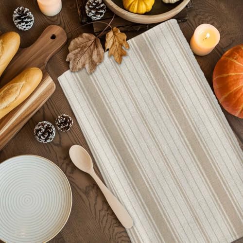 Beige Striped Kitchen Towels, 3 Pack Dish Towels for Kitchen, Modern