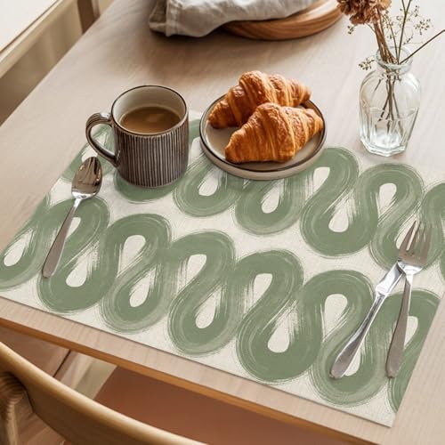 Round Placemats Set of 8 Neutral Waves Place Mats Nature Minimalist