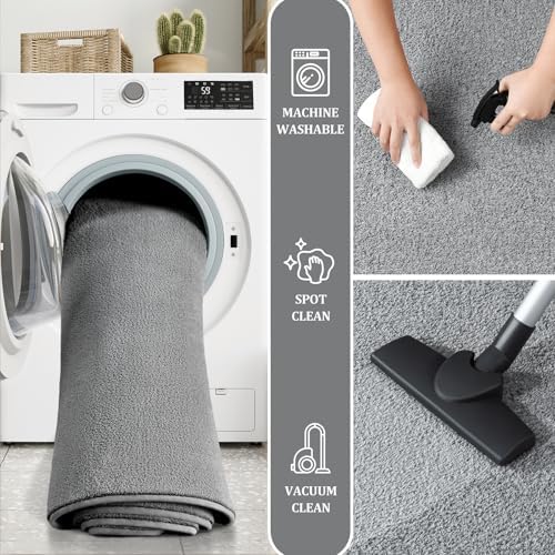 Modern Hallway Runner Rug, 2x6 Grey Washable Non Slip Runner Rug