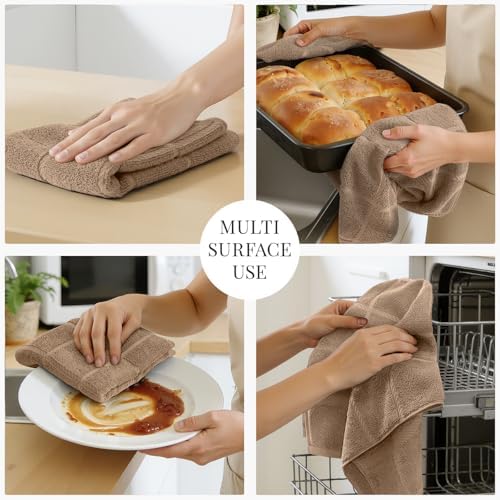 Homaxy 100% Cotton Kitchen Towels 18"x28", 8 Pack Dish Towels, Khaki