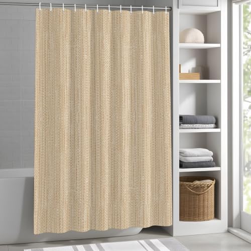 Shower Curtain, Minimalist Light Khaki Waterproof Shower Curtain Set