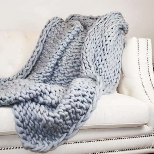 GOLD TEXTILES Chunky Knit Blanket (50 x 60 Inches) Warm Soft Cozy for