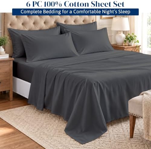 Mattress-Homes 6 Piece King Sheet Set, Hotel Luxury Collection, 100%