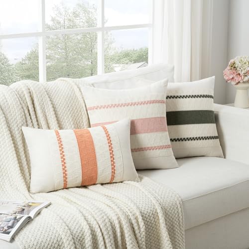 Fancy Homi Set of 2 Boho Coral Decorative Throw Pillow Cover 20x20
