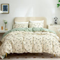 Jane yre Floral Duvet Cover Queen, Brushed Microfiber 3 Pieces Floral