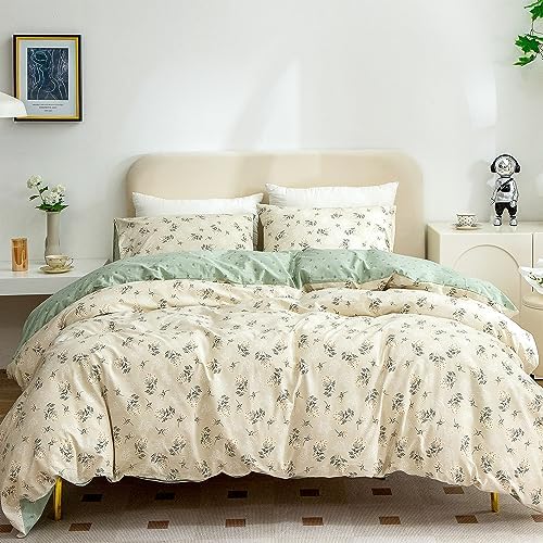Jane yre Floral Duvet Cover Queen, Brushed Microfiber 3 Pieces Floral