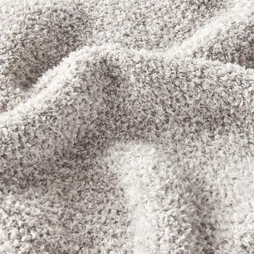 CozeCube Reversible Knitted Throw Blanket, Grey White Melange 60"x80"