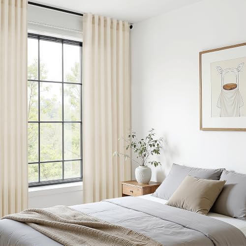 Naturoom Linen Curtains 84 Inch Long for Living Room Birch Beige 2