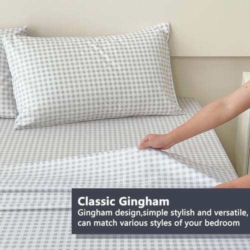 NSNLGSGC Light Grey Gingham Twin Sheet Set