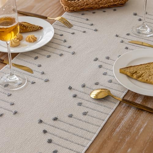 Joyfol Day Boho Table Runner, Farmhouse Stripe Cotton Table Runners