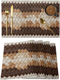 Round Placemats Set of 8 Neutral Woven Pattern Place Mats Minimalist