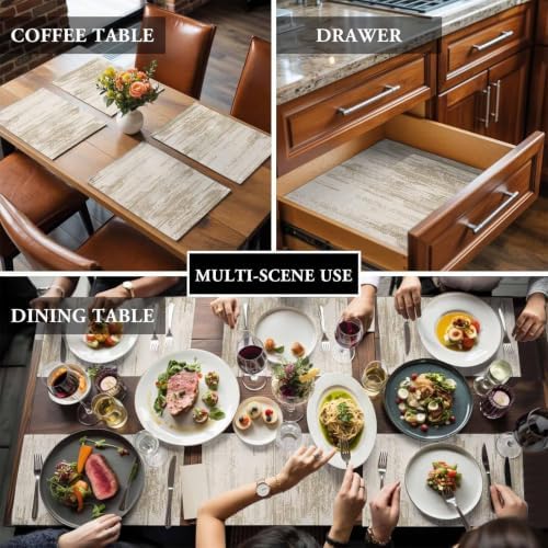 Rustic Brown Mottled Placemats Set of 6, Cotton Linen Fabric Place