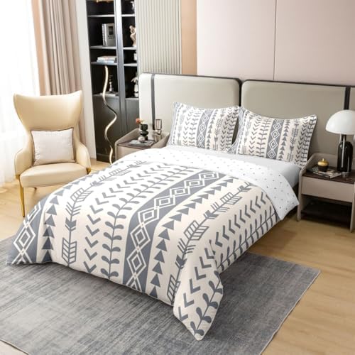 Erosebridal Boho Arrow 100% Cotton Duvet Cover Queen Beige Grey