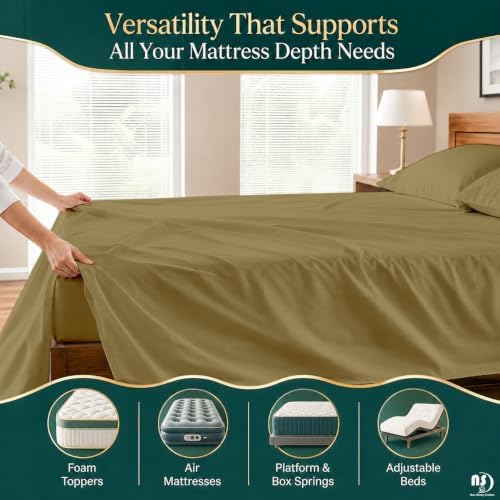 NON Sticky cotton 4 Piece Twin XL Extra Deep Pocket Sheet Set, 100%