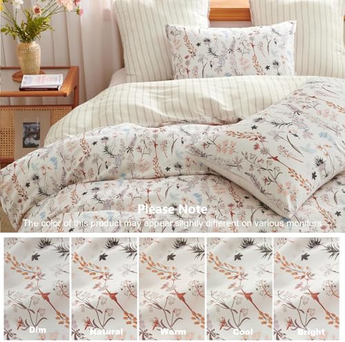 CCoutueChen Floral Duvet Cover King 3 Pieces Aesthetic Reversible