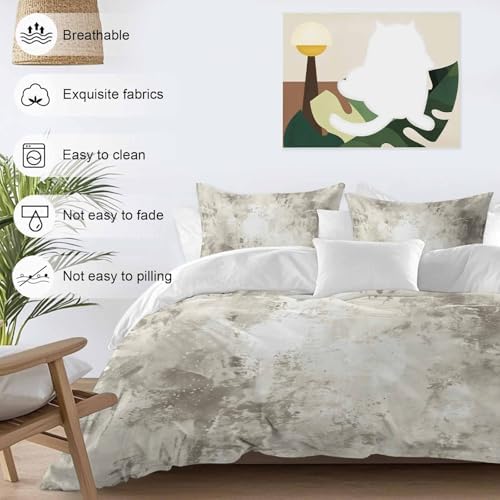 Light Gray Bedding 3 Piece Duvet Cover Set Queen Size, Vintage