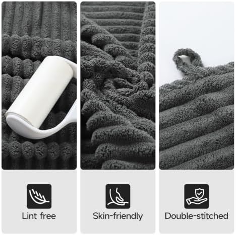 REDKISS Charcoal Gray Bath Towels Set 6 Piece - Microfiber Bathroom