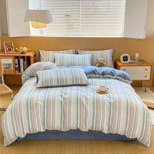 100% Cotton Bedding Duvet Cover Set Simple Stripes Bedding Comforter