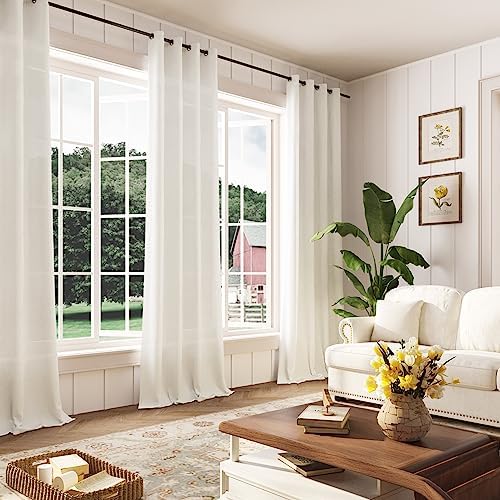 Aersas Extra Long Linen Curtains 110 Inches for Living Room Grommet