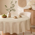 XWZO Faux Linen Round Tablecloth - Spillproof Wrinkle Resistant