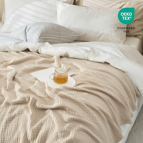 Carriediosa 100% Cotton Muslin Throw Blanket 50 x 70 Summer Gauze for