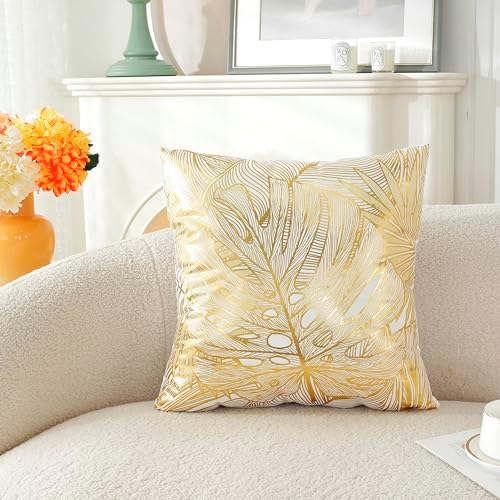 TAOSON Pack of 4, Gold Stamping Leaves Bronzing Printed Cozy Soft