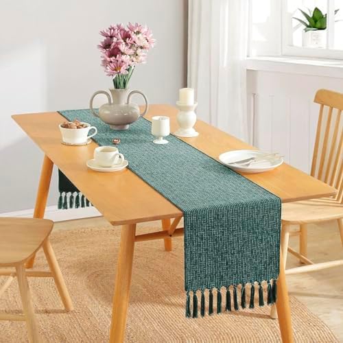 JeogYong Faux Linen Table Runner 13 x 108 Inch Rustic Table Runner